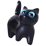 Scultura di gatto: liscia e arrotondata, senza sbavature, di piccole dimensioni, piacevole al tatto, design a forma di gatto, aspetto così adorabile e affascinante, animale in legno fatto a mano