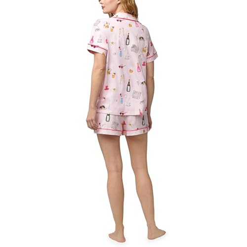 Image of Bed Head PJs Womens Matching Pajamas - Soft Organic Short Sleeve Button Down PJ Shirt & Shorts Set - Sleepwear & Loungewear