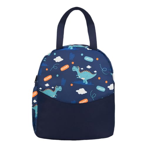 Image of F Gear Cibo Blue Roar Dino 11L Kids Lunch Bag for School|2 Spacious Compartment with Bottle Holder|Lightweight & Durable|Unique Playful & Fun Dino Print|Lunch Bag for School, Travel & Picnic