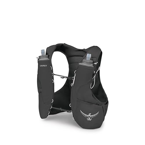 Osprey Duro 1.5L Men's Running Hydration Vest with Hydraulics Soft Flasks - Adjustable Water Pack with Pockets, Black, Medium