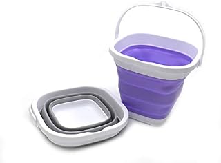 SAMMART Set of 2-2.6L Super Mini Sqare Collapsible Plastic Bucket - Foldable Square Tub - Portable Fishing Water Pail - Space Saving Outdoor Waterpot