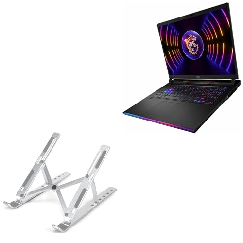 BoxWave Stand and Mount Compatible with MSI Raider GE78 - Compact QuickSwitch Laptop Stand, Portable Multi Angle Viewing Foldable Riser - Metallic Silver