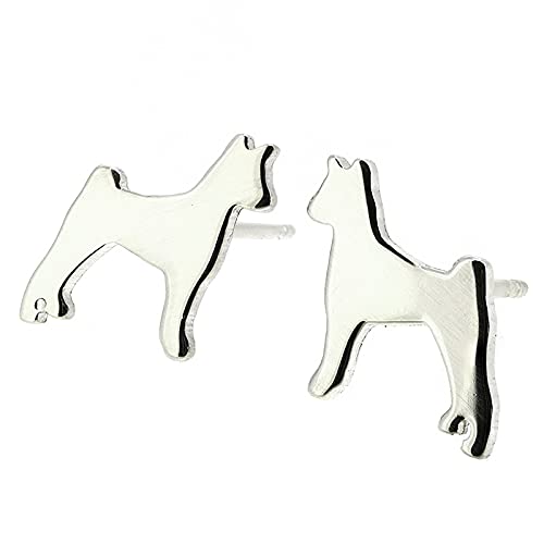 Basenji Dog Stud Earrings Polished Sterling Silver Handmade in USA