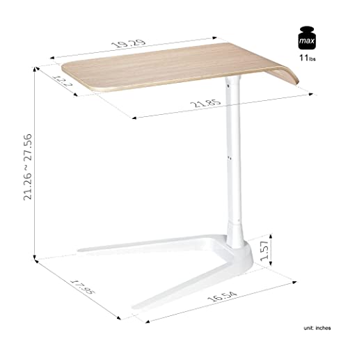 Modernsolid Height Adjustable Sofa Side End Table, Folding Laptop Desk Computer Table C-Shaped Overbed Table Snack Table For Couch, Coffee, Living Room, Bedroom, Small Space - White #TOP5