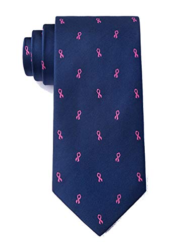 Herren Krawatte mit rosa Schleife, Brustkrebs-Bewusstseins-Krawatte, Krawatte, marineblau, Einheitsgröße Cover