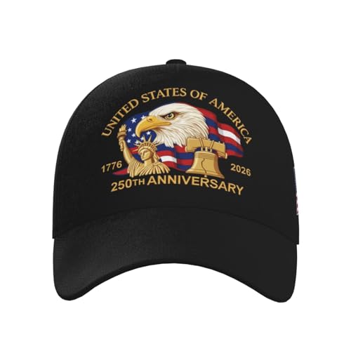 Image of USA-250th-Black Baseball Cap Trucker Cap Adjustable Sportswear Hat for Men Women Adults