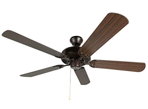 Hyperikon 52 Inch Ceiling Fan No Light, 60W, Remote Control and Pull Chain, Rust Body, 5 Blades, Oak