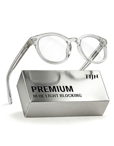 Image of TIJN Blue Light Blocking Glasses Men Women Vintage Thick Round Rim Frame Eyeglasses