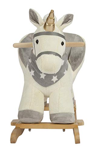 Rock My Baby Baby Rocking Horse Unicorn with Chair, Unicorn Rocker, Wooden Rocking Unicorn Baby Rocker Animal Ride on for Toddlers Boys & Girls Age 1 Year and up (Cream Unicorn for 12M+)