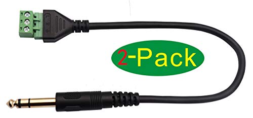 Conector Terminal de Tornillo 6.35mm Stereo Audio 2 Pins 30cm Pack 2 miniatura 3