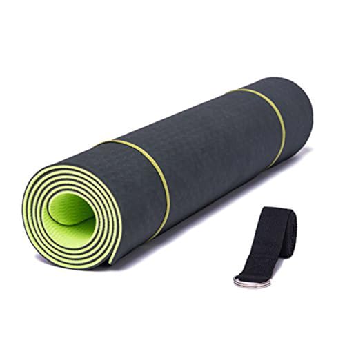 ATHOON Non Slip Yoga Mat with Strap 2018 New Eco Friendly Thick Exercise TPE Yoga Mat for Men & Women Green Black