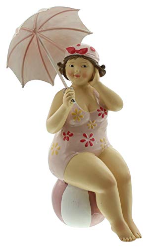 Dekoleidenschaft Stranddame mit Schirm, Maritime Deko-Figur für Innen und...