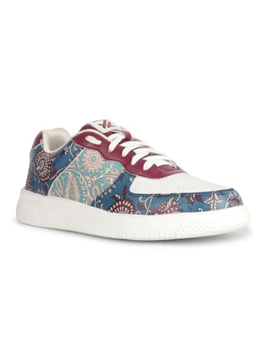 Image of Liberty Leap7x MJH-M03 Block Printed Sneakers for Men with PVC Upper | EVA Sole Casual Shoes with Lacing | Comfortable Footbed | Memory Foam Insole | Lightweight, Stylish & Modern (White)