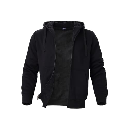 Image of TanBridge Plaid Flannel Hoodie Sherpa Fleece Lined Shirt Jacket Cotton Hoodies Zip Up Winter Warm Coat