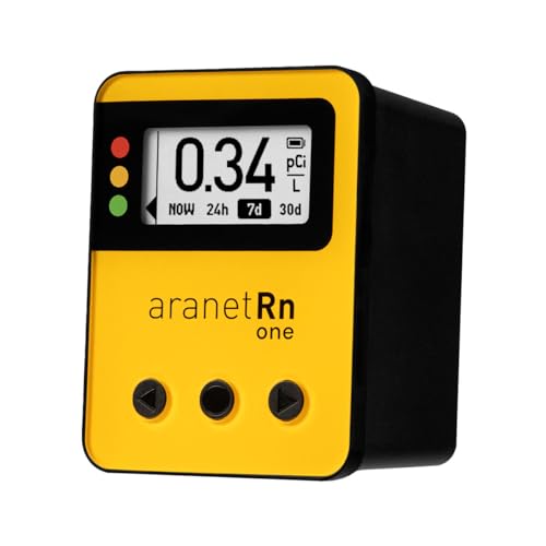Radon One – Fast Home Radon Detector with 10-Minute Response, E-Ink Display, Battery Powered, Portable Real-Time Radon Monitor for Basements & Indoor Air Monitoring (Yellow)