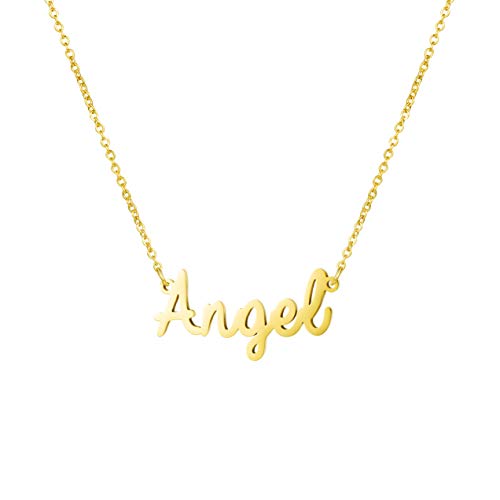 Women Jewelry Name Necklace Big Initial Gold Plated Best Friend Girls Women Gift For Her Angel #TOP2