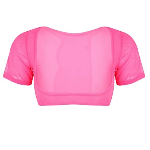 TiaoBug Damen Mesh Crop Top Kurzarm Unterhemd Bauchfreies Oberteil Basic Transparent Unterwäsche Shirts Ouvert Dessous Reizvoll Pink One Size 5 TiaoBug Damen Mesh Crop Top Kurzarm Unterhemd Bauchfreies Oberteil Basic Transparent Unterwäsche Shirts Ouvert Dessous Reizvoll Pink One Size