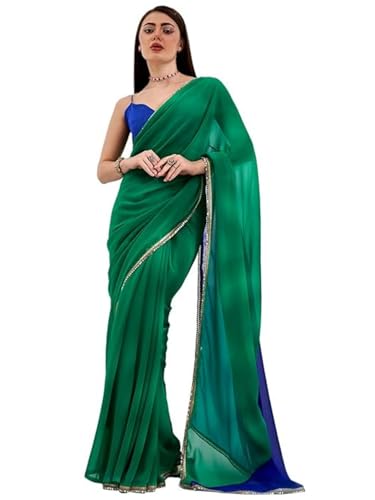 Sari Georgette ORHANS haut de gamme brodé de soie artistique