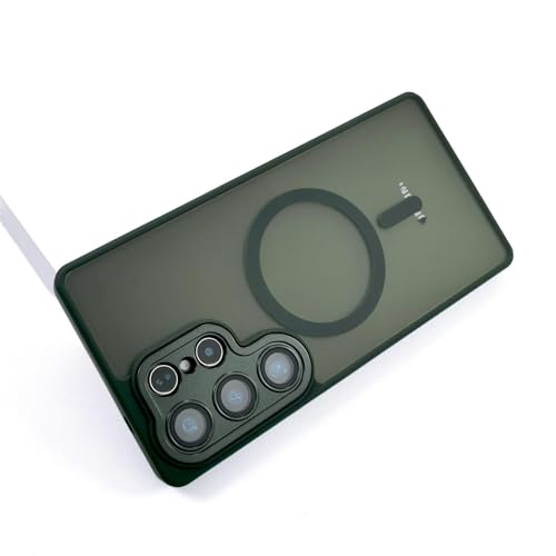 Coque de luxe Samsung Galaxy S24 Ultra finition mate et élégante vert foncé avec induction