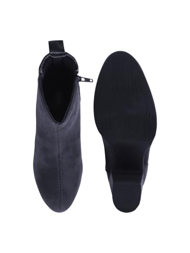 Image of Women's Ankle Boots with Block Heel | Side Zip Closure | Faux Suede Finish | Casual & Party Footwear Booties
