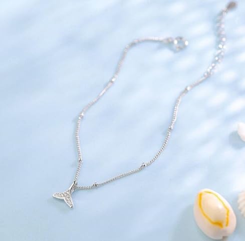 Collier queue de baleine argent Sterling 925 et bijoux de sirène bleue - 2