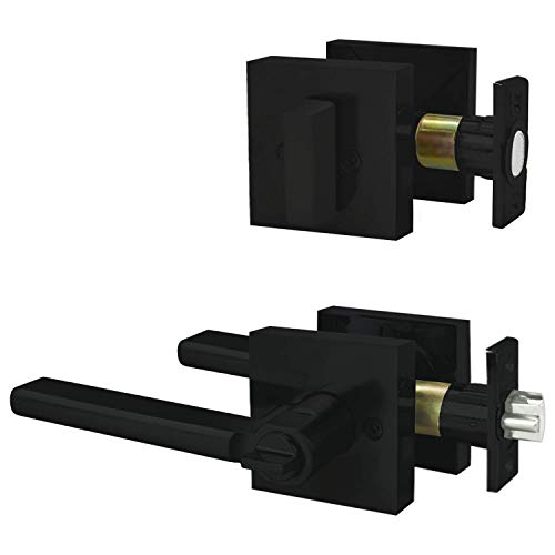 Image of Nuk3y Hulk Series Lever Door Handle Slim Square Modern Contemporary Lever Set (Entry & Deadbolt Combo [Keyed Alike], Matte Black)