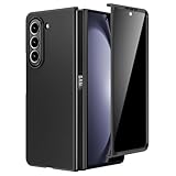 Maxdara for Z Fold 5 Case with Privacy Screen Protector, Galaxy Z Fold 5 Slim Thin Case Support Wireless Charging Hard PC Shockproof Protective Phone Cover (Black)