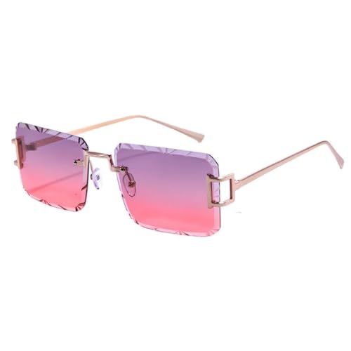Lunettes de soleil vintage de luxe en métal sans monture protection UV400