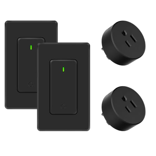 Image of Greencycle Remote Control Outlet Plug 2 Sets,Black Wireless Light Switch