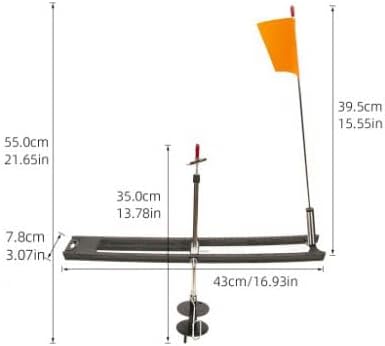 Pack of 1 Foldable Ice Fishing Tip-Up with Orange Flag Indicator - Portable ABS Rod for Winter Fishing - Easy Setup & Stable on Ice