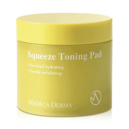 MADECA DERMA Squeeze Toning Facial Pad â€“ Hydration & Exfoliation with Prickly Pear Cactus, Centella Asiatica, and Low-pH Toner Essence, Korean Skincare with 100% Pure Cotton Pads(70 Pads / 4.73 fl oz)
