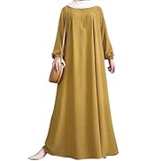 ODIZLI Ramadan Women's Muslim Abaya Prayer Dress Kaftan Dubai Islamic Dress Long Sleeve Stand Col...