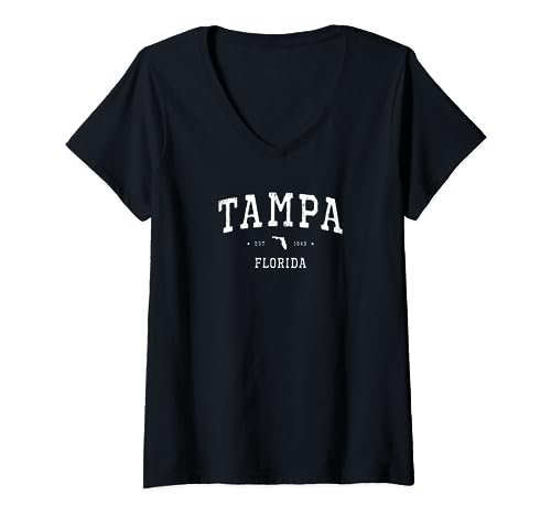 Tampa Florida Classic Retro Athlète T-Shirt avec Col en V
