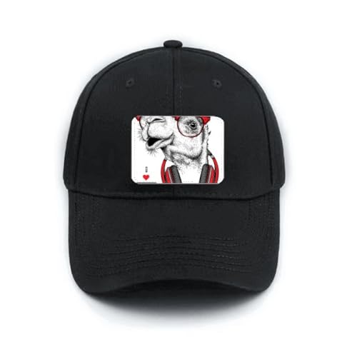 Casquette rock music réglable noire avec motif peinture chameau casque