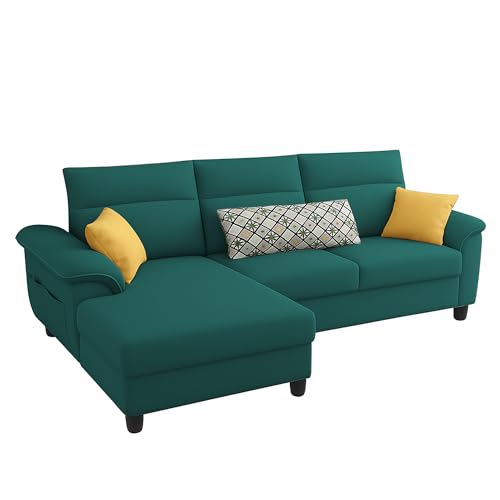 Image of Casaliving Seams LHS 4 Seater L Shape Sofa for Living Room (Pine Fabric) Premium Fabric Sofa