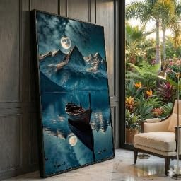 Paysage de montagne au clair de lune tableau déco pour une chambre sereine