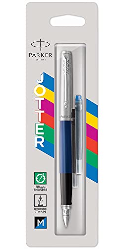 PARKER Jotter Originals -Blue Navy Füllfederhalter mit Chrom-Zierteile - Mittlere Edelstahlfeder - Klarsichtpackung