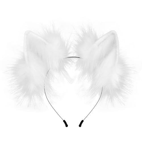 asfanst Fox Cat Long Fur Ears Hair Headwear,