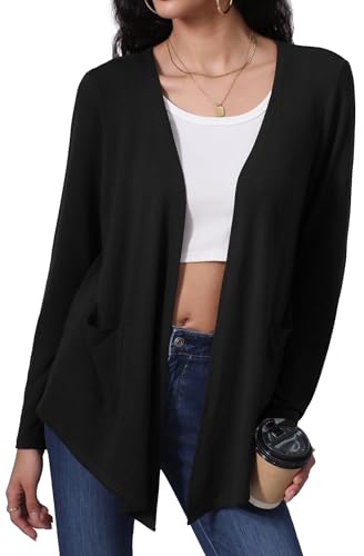 HIYIYEZI Cardigans for Women Casual Long Sleeve Open Front Cardigans with Pockets