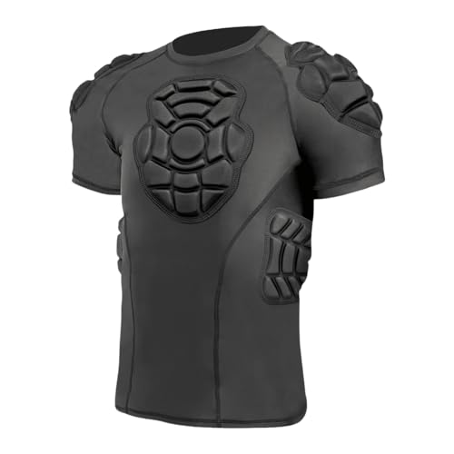Padded Compression Shirts with Chest, Rib, Shoulder & Back Pads, Impact Protection Shirt for Football, Hockey, Lacrosse