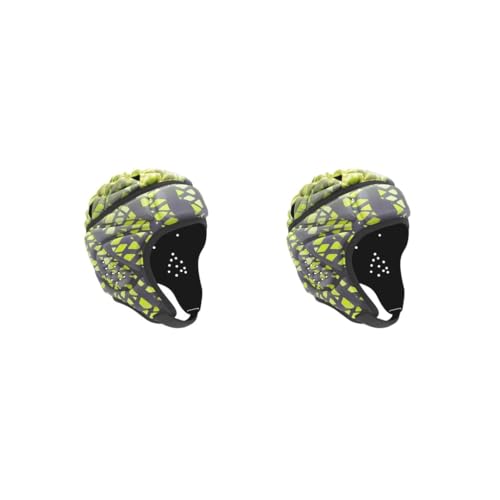 Juego de 2 protectores de casco de rugby suaves para entrenamiento de fútbol y deportes, color amarillo, 58 cm a 64 cm