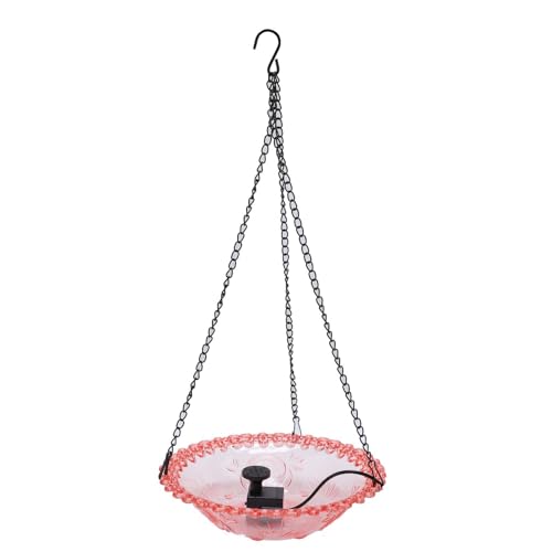 Dpofirs Fontana per Il Bagno degli Uccelli da Esterno, Fontana per Colibrì Sospesa, Alimentata Tramite USB, Ciotola per Il Bagno degli Uccelli in Plastica per Giardino, Cortile, Patio, Prato (Pink)