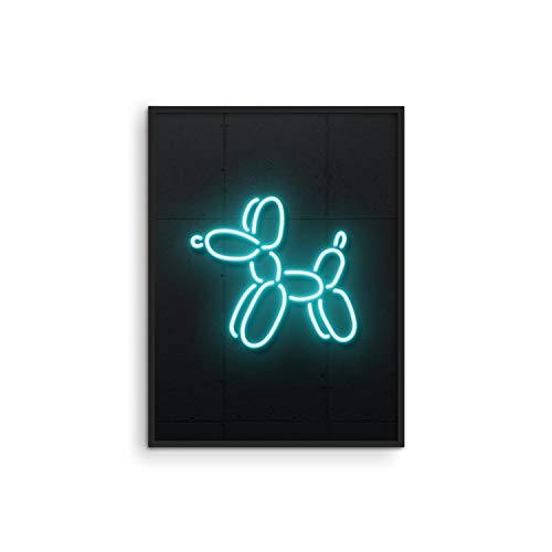 Neon Poster Neon Balloon Dog Decor - By Haus and Hues | Wall Pictures for Bedroom Aesthetic Cool Posters for Room Aesthetic Dark Room Decor Aesthetic Retro Posters & Neon Posters | UNFRAMED 12â€ x 16â€