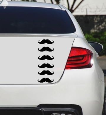 Image of 6 Mustache Pieces Funny Laptop Vinyl Decal Wall Window Mirror Outlet Yeti Bathroom 2 Inch Each Black