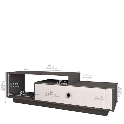 Image of Caspo TV Unit with Storage | Engineered Wood TV Entertainment Unit | Installation Type - DIY(Do-It-Yourself) | Colour - Light & Dark Grey