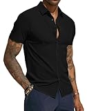 【Tissu】 Chemise à manches courtes pour hommes est faite de matériaux de haute qualité, extensible, doux pour la peau, respirant, infroissable et facile à repasser, vous apporte un confort agréable.