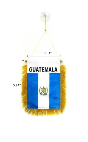 Image of AZ FLAG Guatemala mini Banner 6'' x 4'' - Guatemalan PENNANT 15 x 10 cm - mini Banners 4x6 inch suction cup hanger