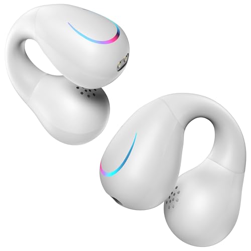 Open Ear Headphones Clip On Earbuds Bluetooth 5.3 Wireless Earphones with LED Power Display Charging...