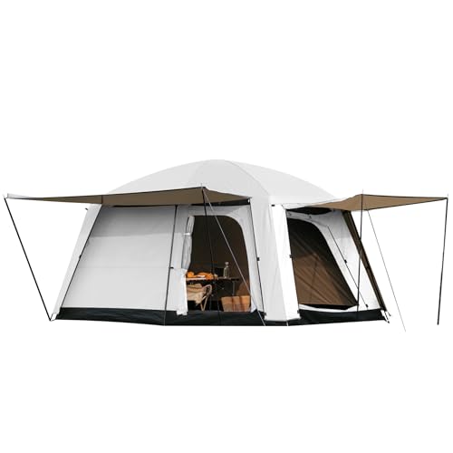 4-6 Person Camping Tent, Large Family Cabin Tents with Porch & Rainfly, Double Layer Waterproof Glamping Tent with 2 Rooms 2 Doors, Portable Big Tents for Outdoor Camping Hiking Party
