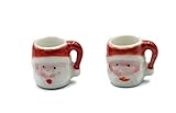 Christmas Santa Coffee Mugs Set of 2 Dollhouse Miniature Kitchen Perfect Ceramic Coffee Mugs